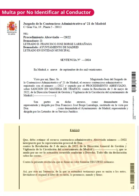 Sentencia de multa anulada