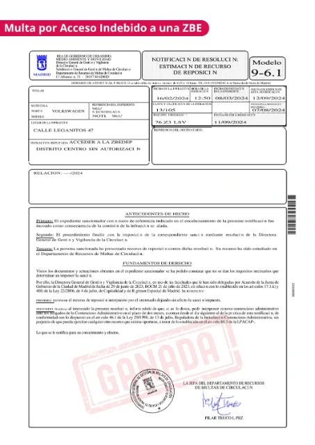 Sentencia de multa anulada