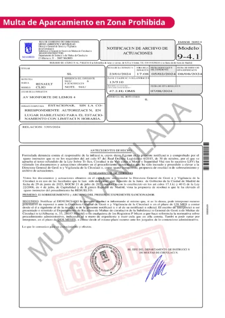 Sentencia de multa anulada