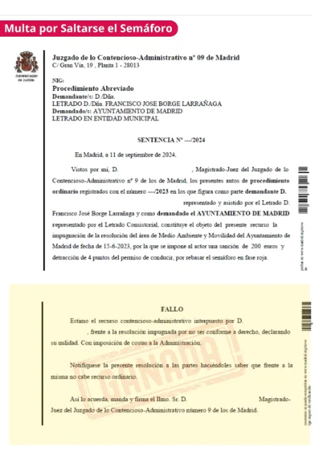 Sentencia de multa anulada